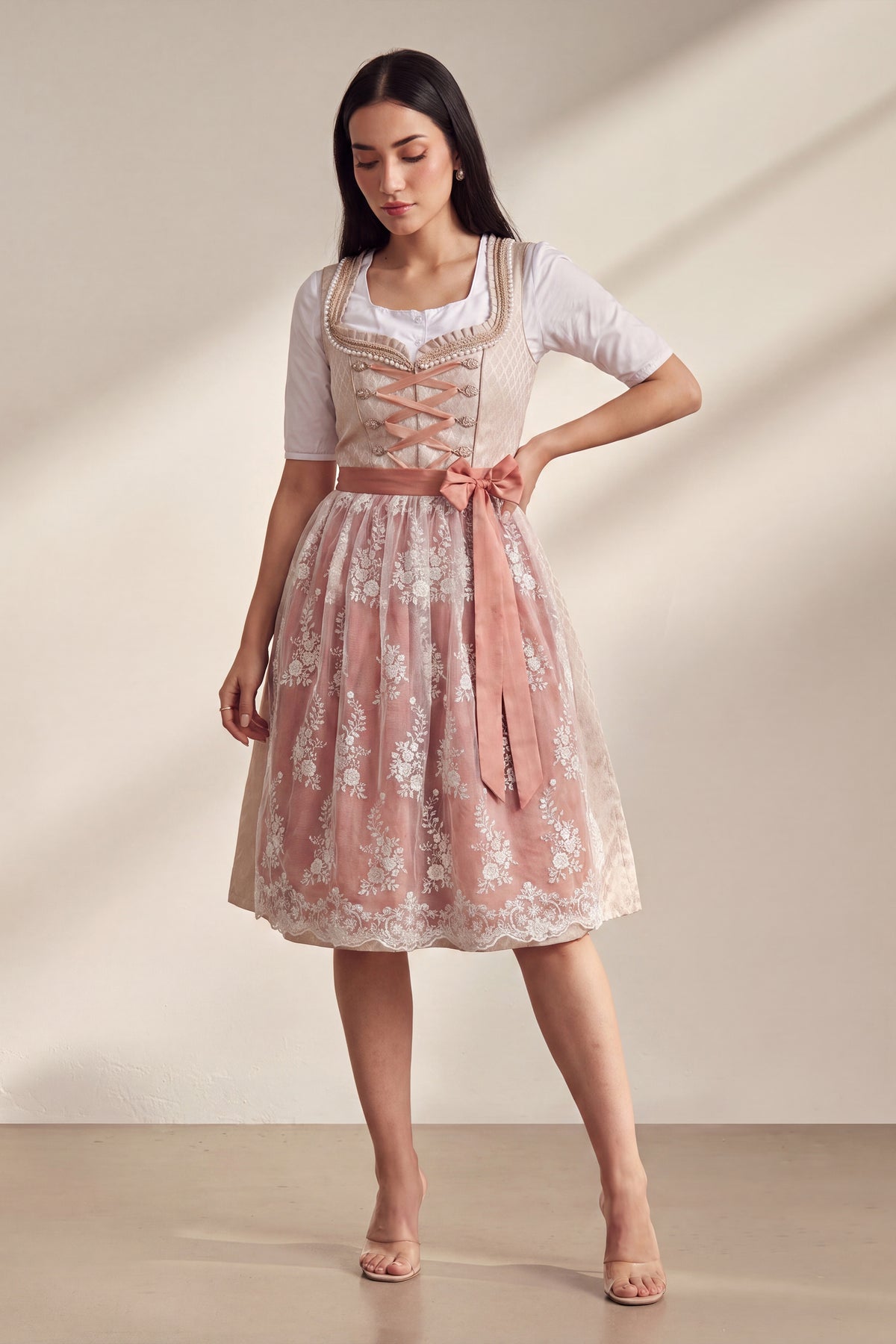 Bavarian Edition Rose Gold Midi Dirndl Dress