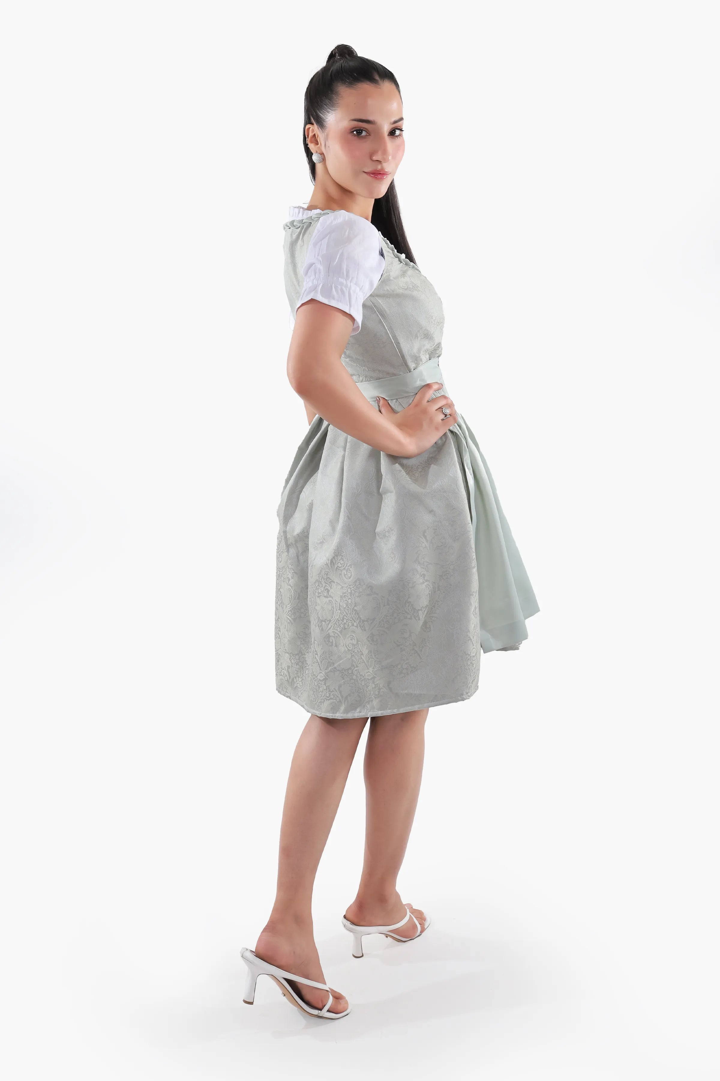 Midi Dirndl Dress Luxury Mint Green Elegance