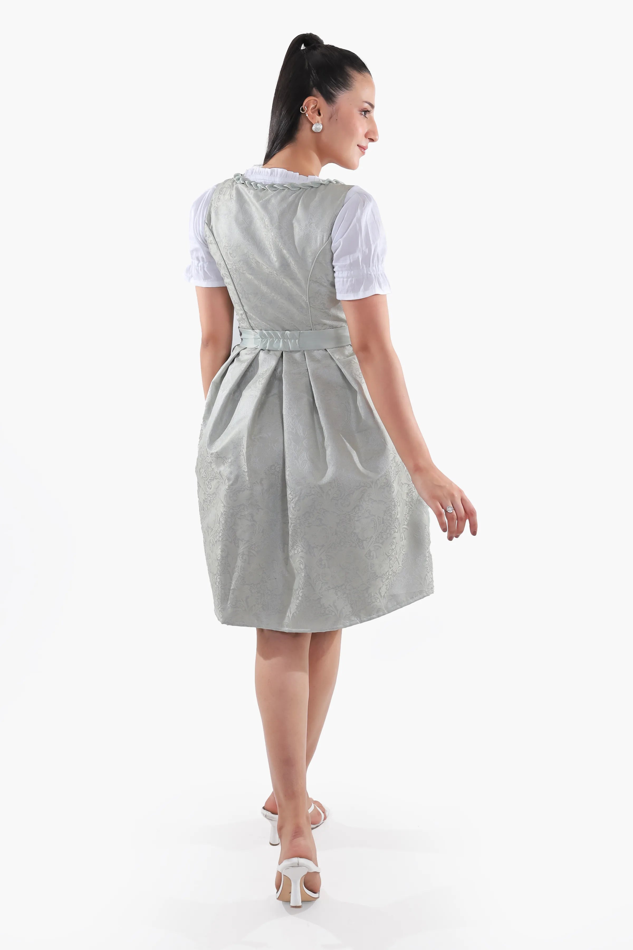 Midi Dirndl Dress Luxury Mint Green Elegance