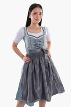 Midi Dirndl Dress Luxury Slate Blue Elegance