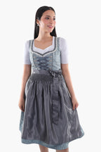 Midi Dirndl Dress Luxury Slate Blue Elegance