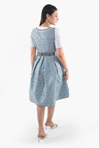 Midi Dirndl Dress Luxury Slate Blue Elegance