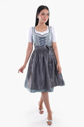 Midi Dirndl Dress Luxury Slate Blue Elegance