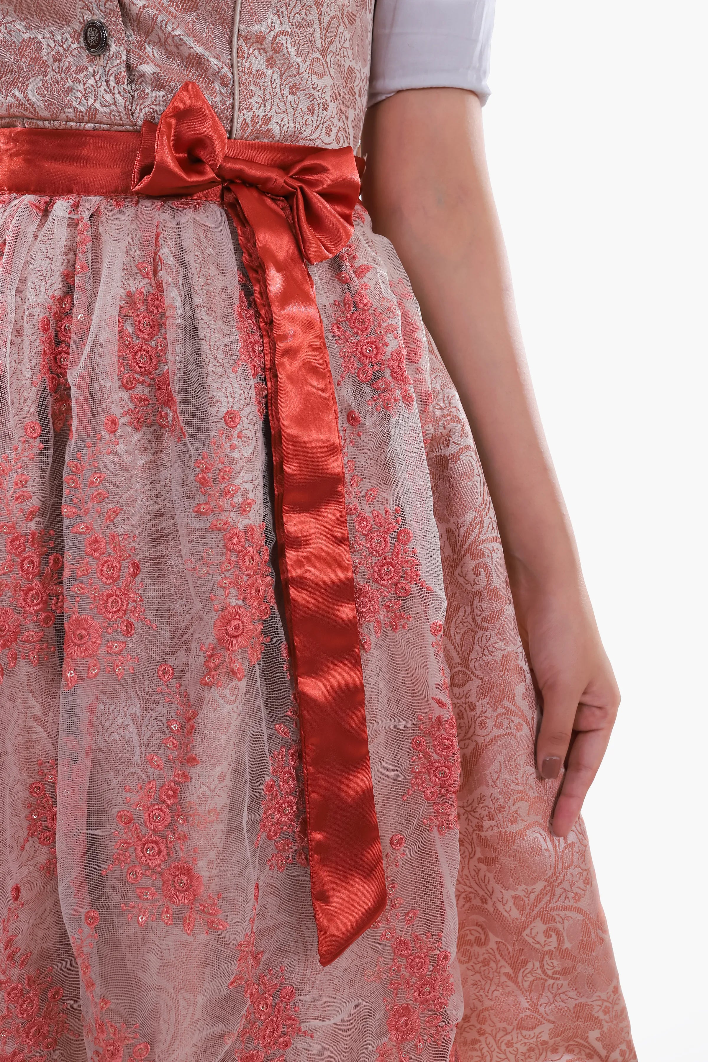 Womens German Dirndl Dress Dusty Rose Ember Glow