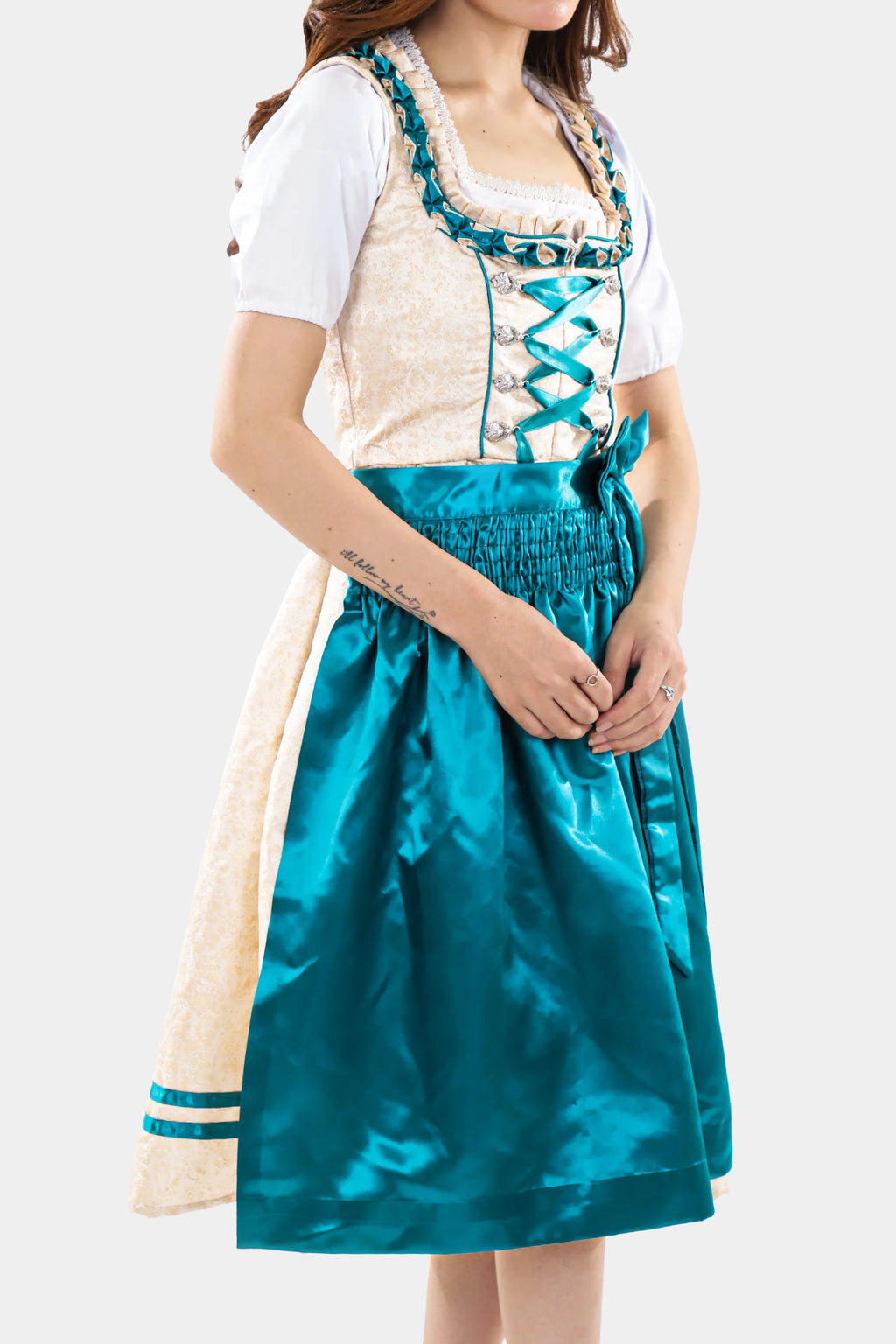 Ivory Teal Elegance Bavarian Dirndl Attire