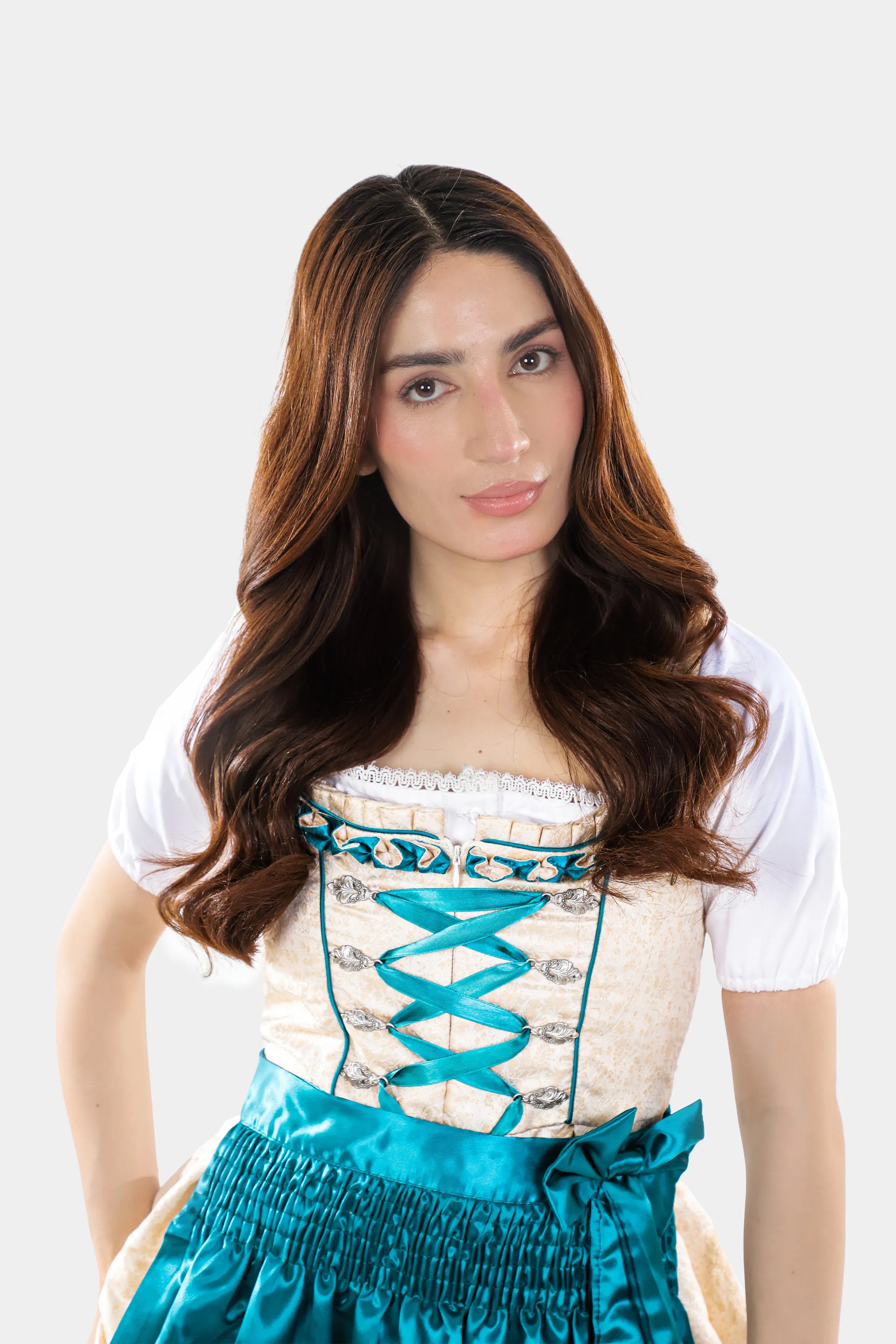 Ivory Teal Elegance Bavarian Dirndl Attire