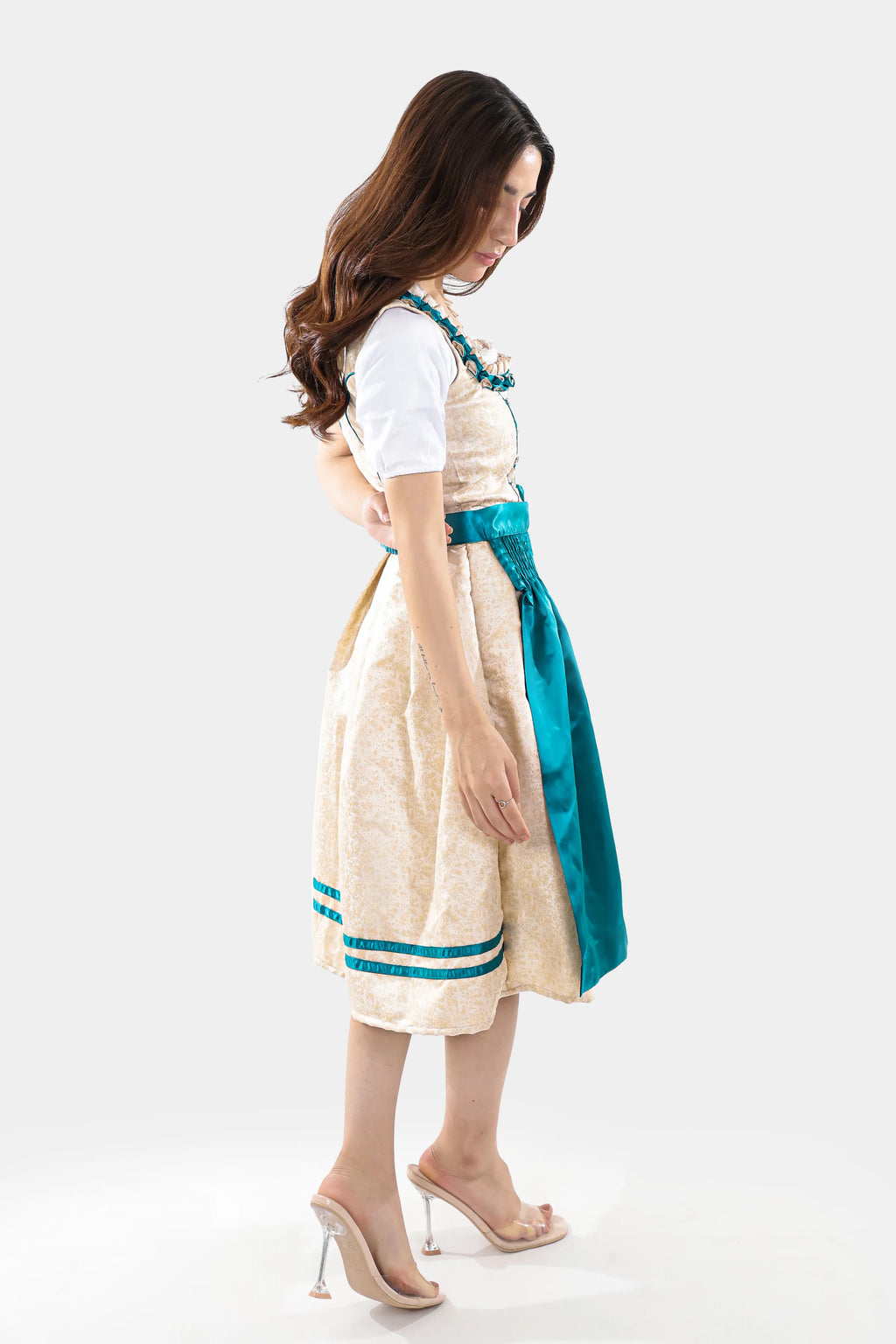 Ivory Teal Elegance Bavarian Dirndl Attire