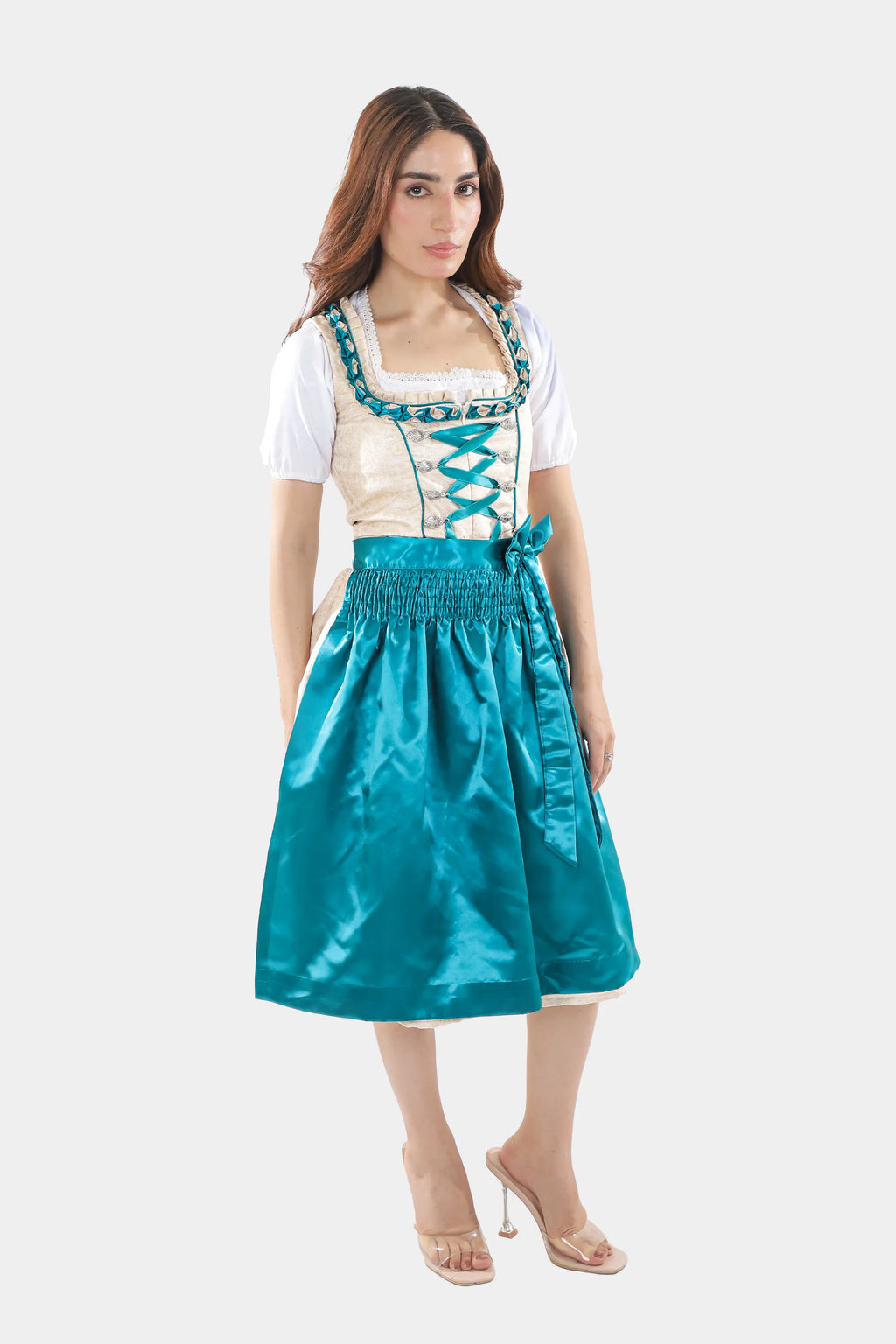 Ivory Teal Elegance Bavarian Dirndl Attire