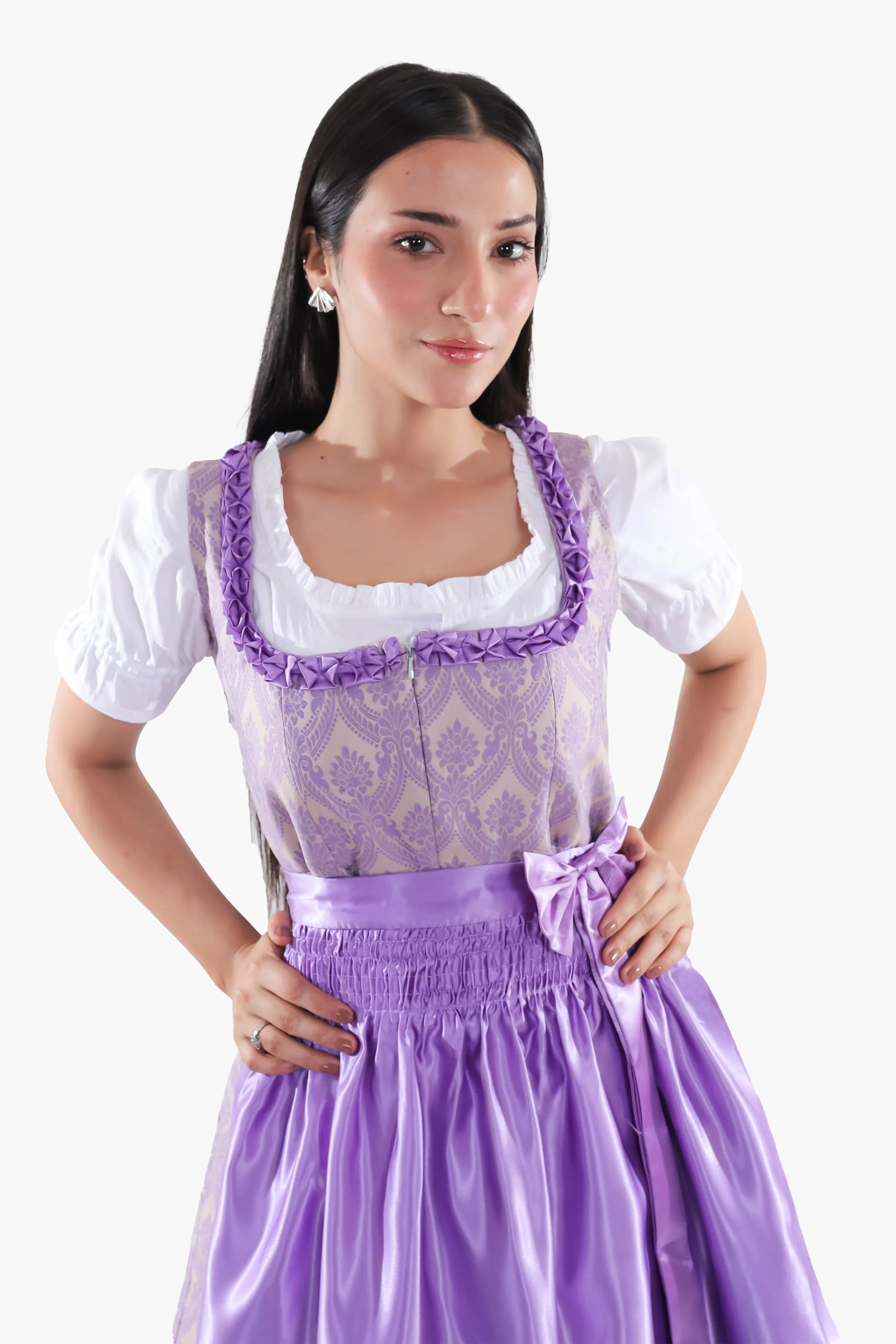 Authentic Traditional Dirndl in Amethyst Purple Elegance