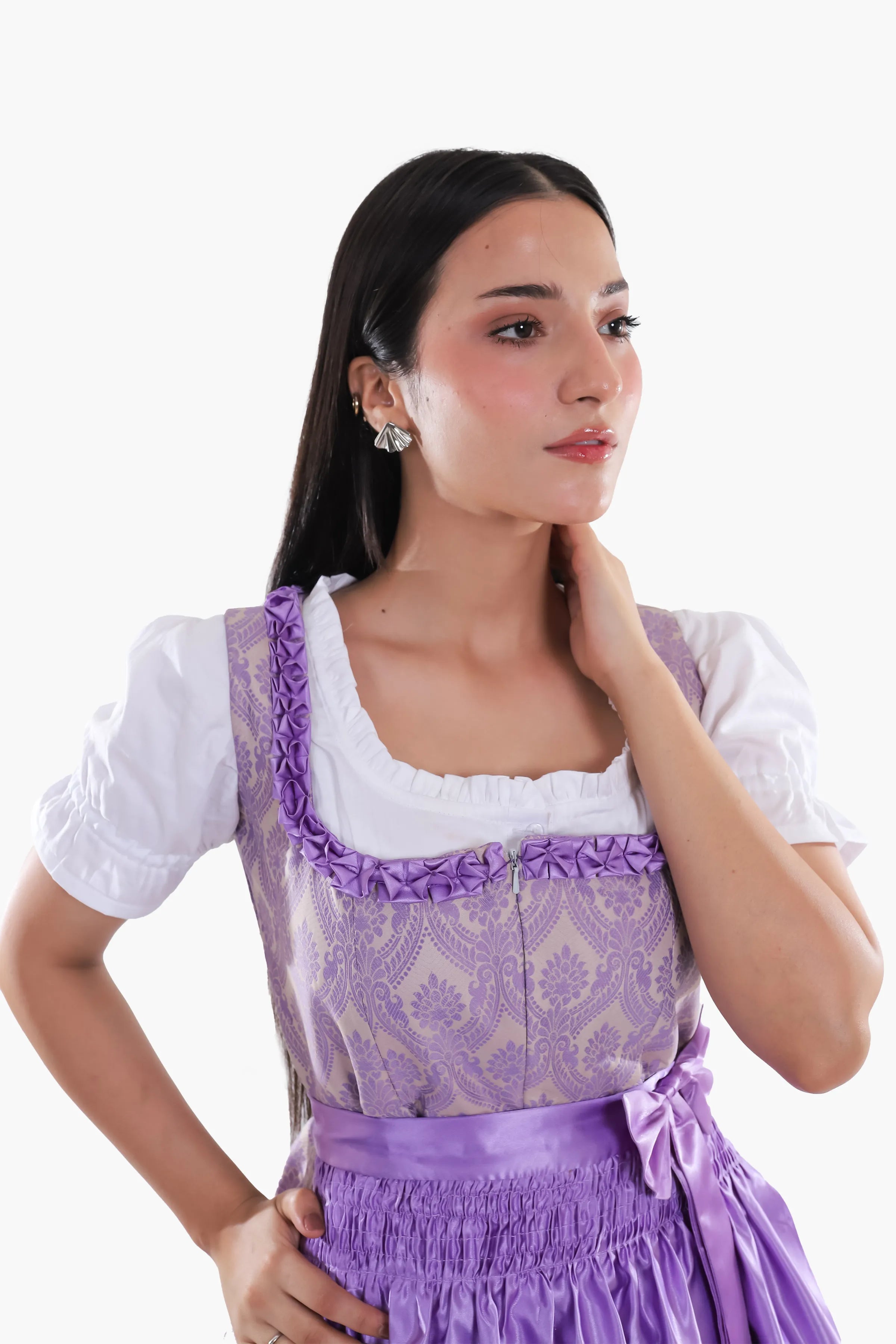Authentic Traditional Dirndl in Amethyst Purple Elegance