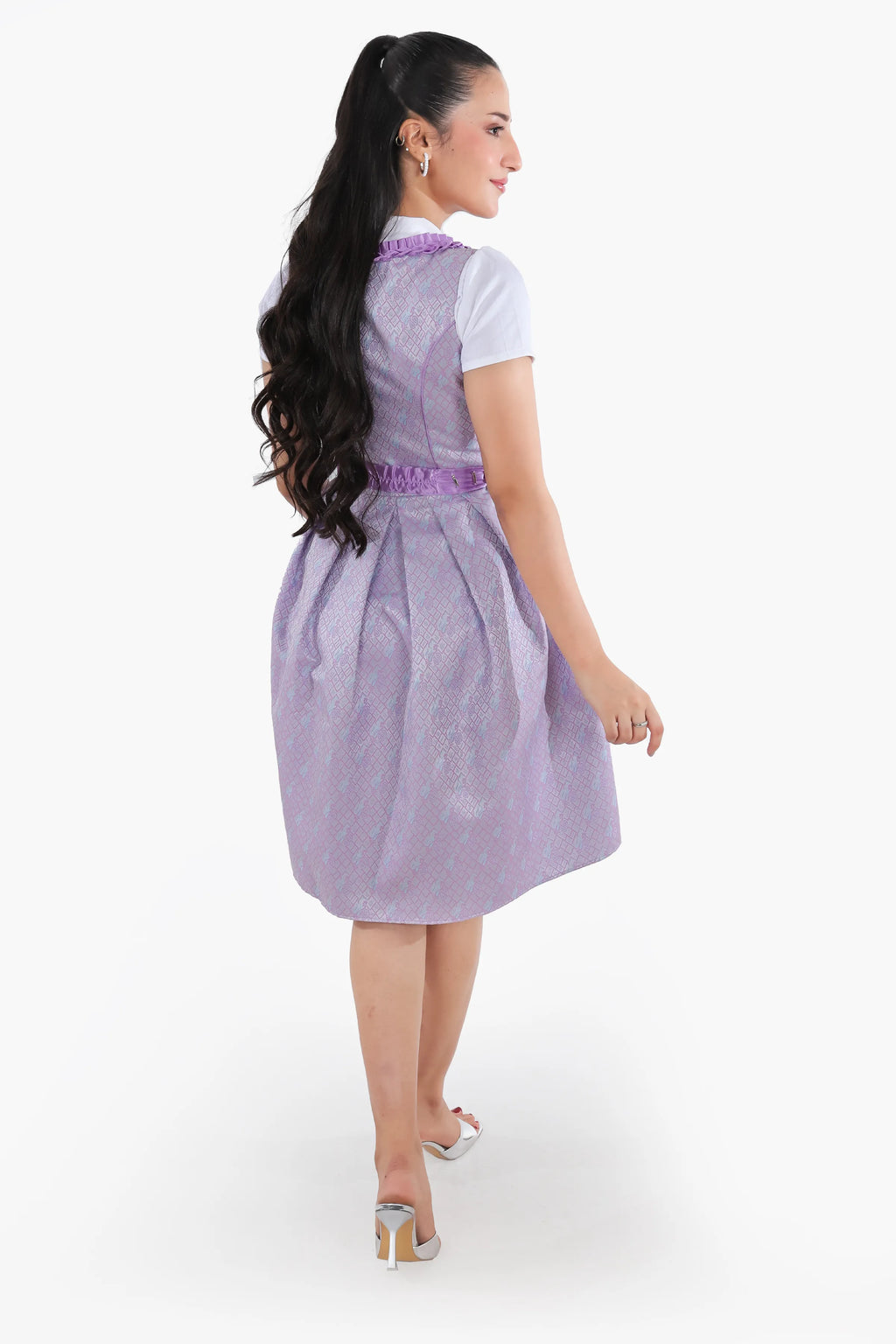 Midi Dirndl Dress Luxury Lilac Floral Elegance