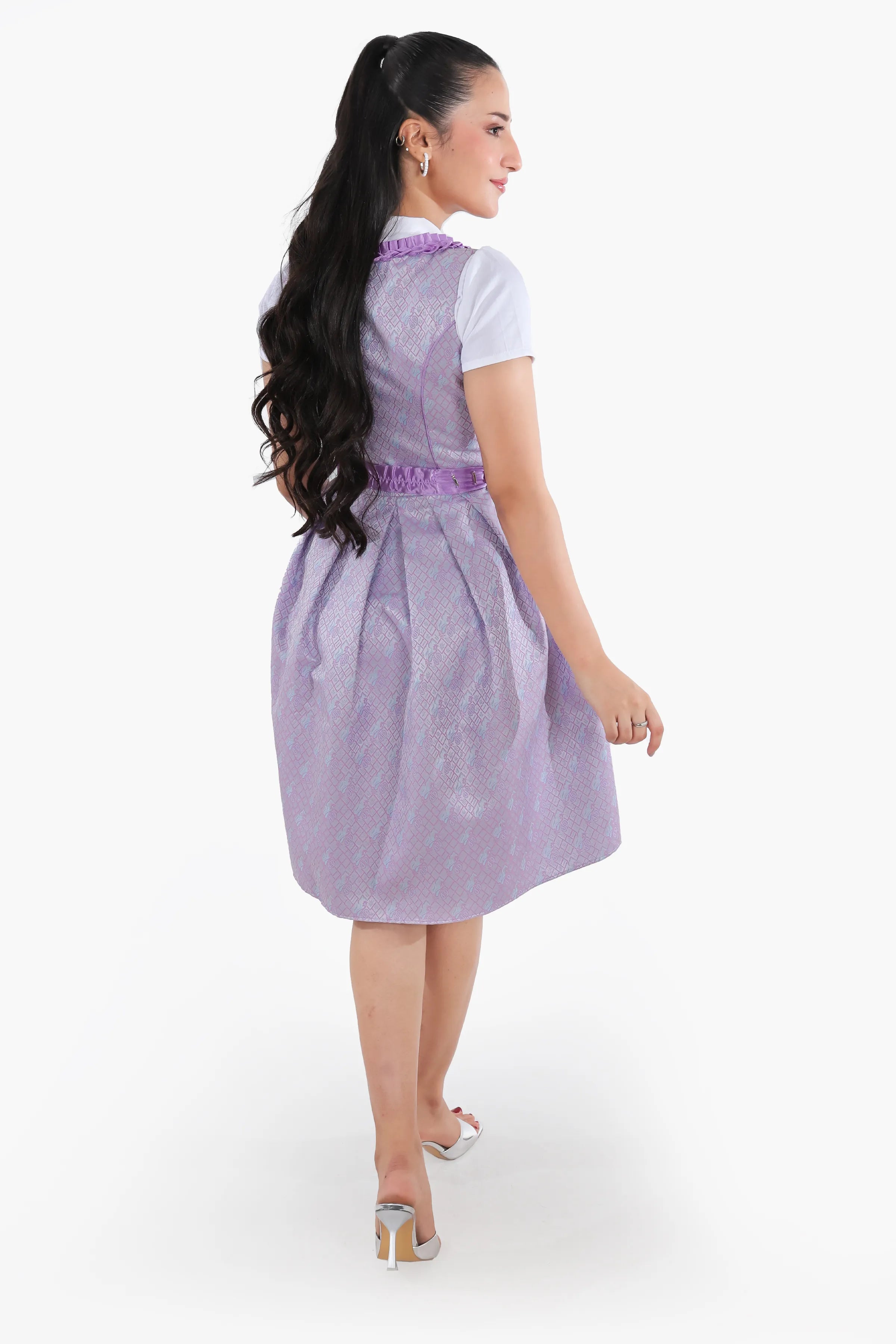 Midi Dirndl Dress Luxury Lilac Floral Elegance