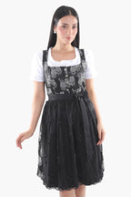 Midi Dirndl with Midnight Black Rose Bodice