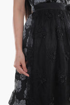 Midi Dirndl with Midnight Black Rose Bodice