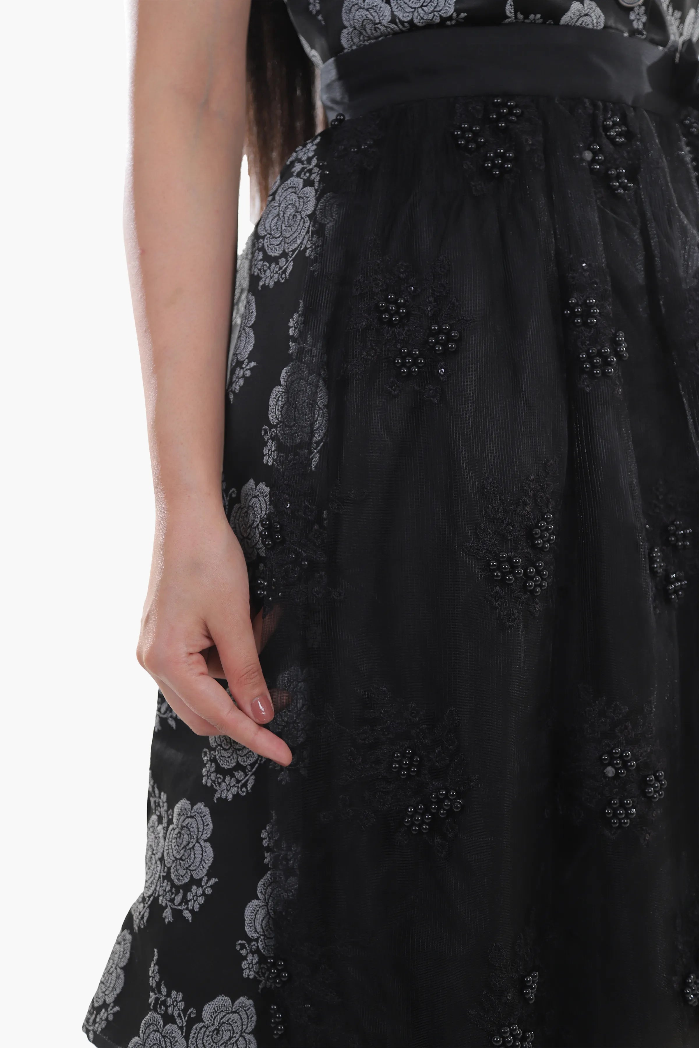 Midi Dirndl with Midnight Black Rose Bodice