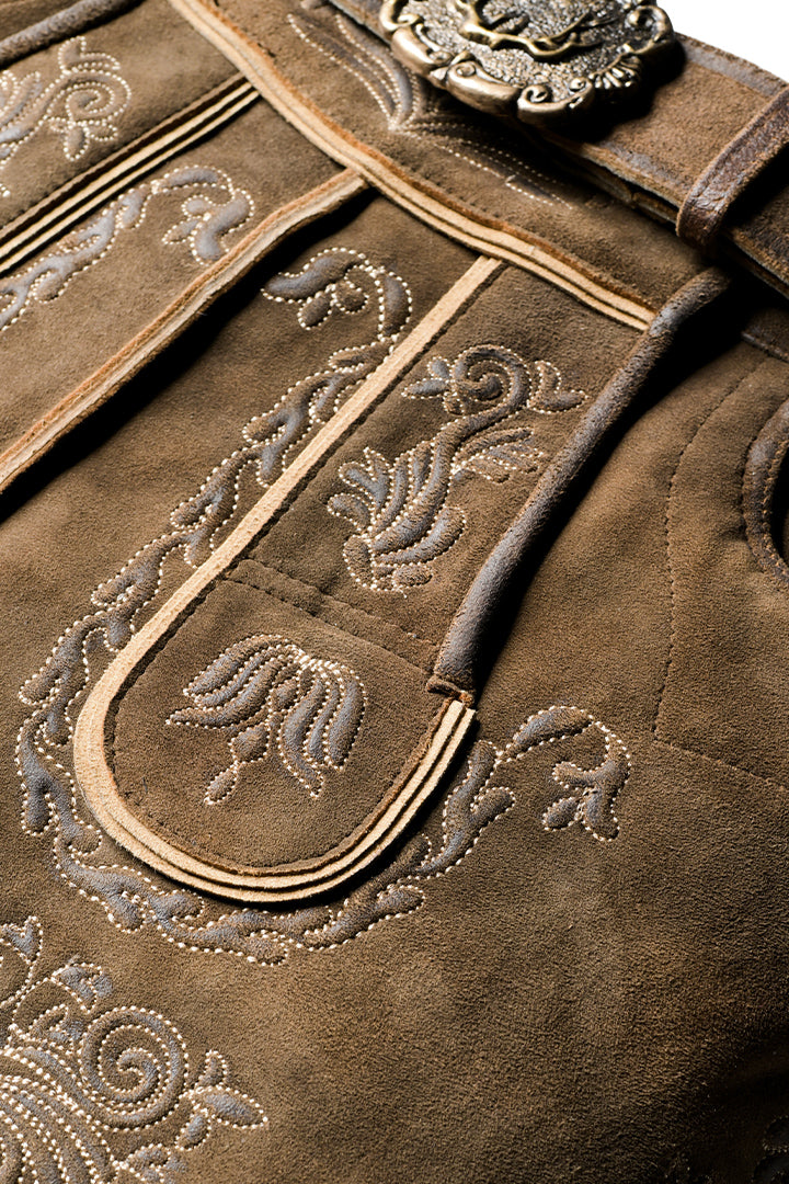 Traditional German Leather Embroidered Elegance