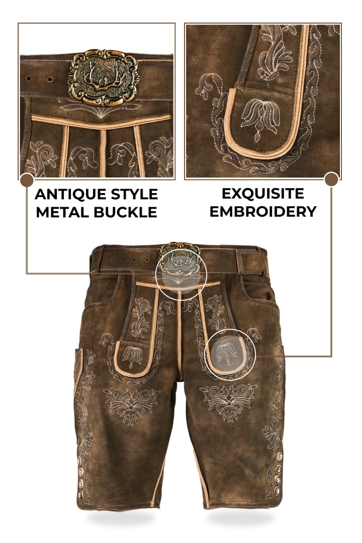 Traditional German Leather Embroidered Elegance Oktoberfest Outfit Sets