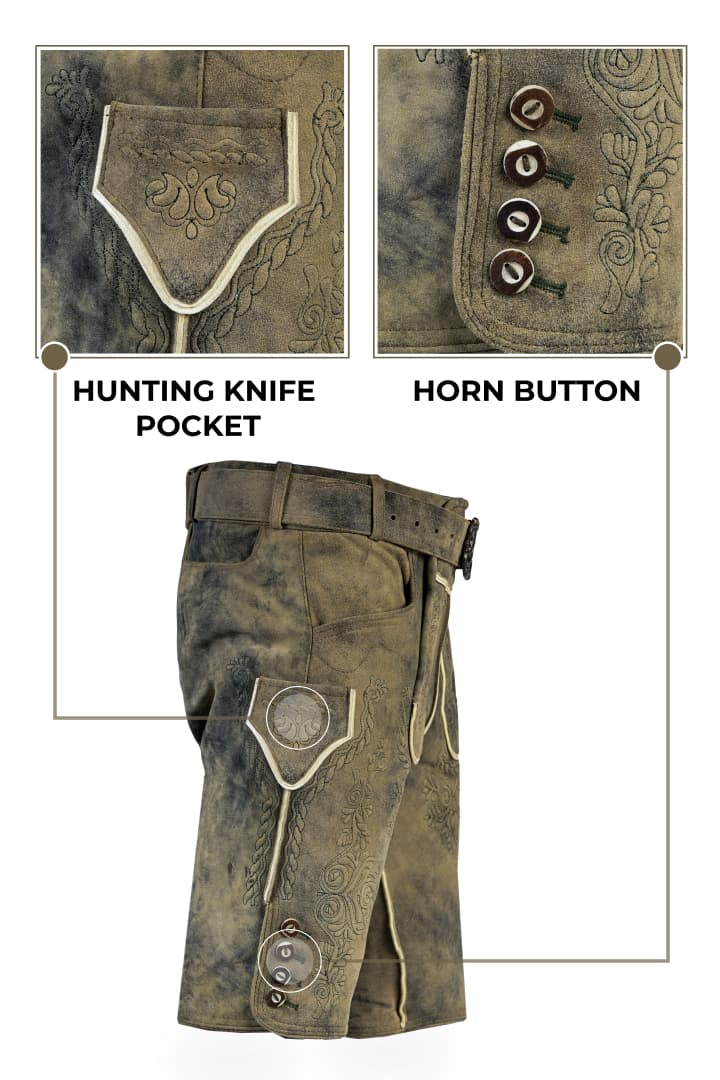 Lederhosen Men Vintage Gray