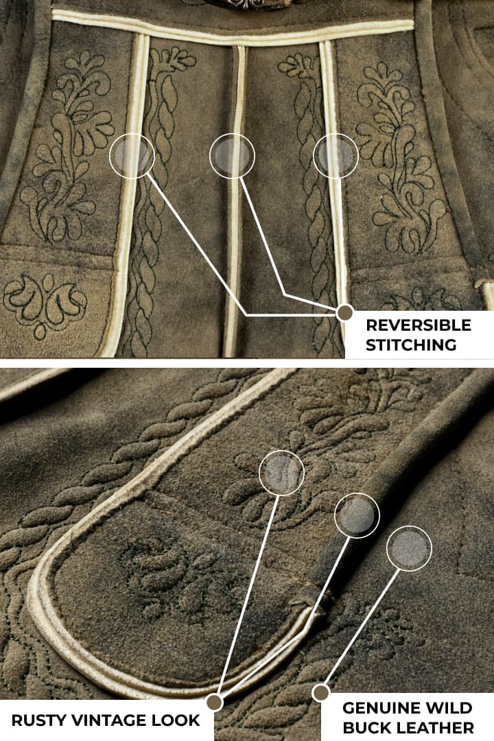 Lederhosen Men Vintage Gray