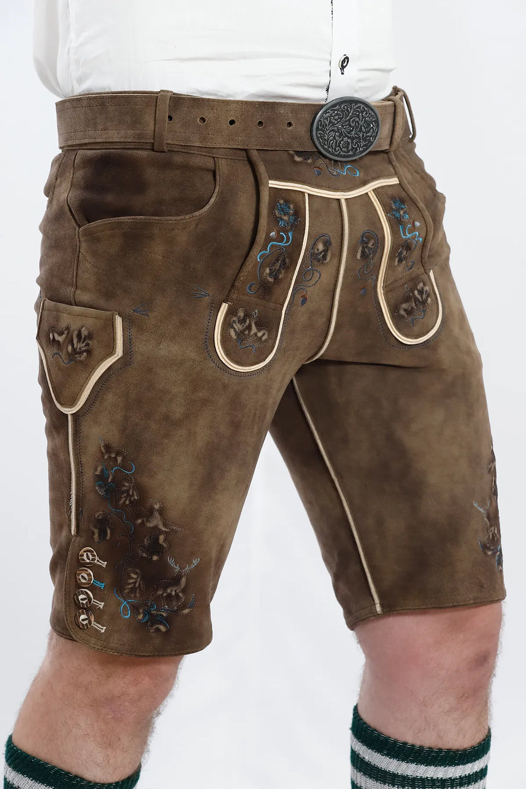Smoke Brown Lederhosen Mens Attire Set