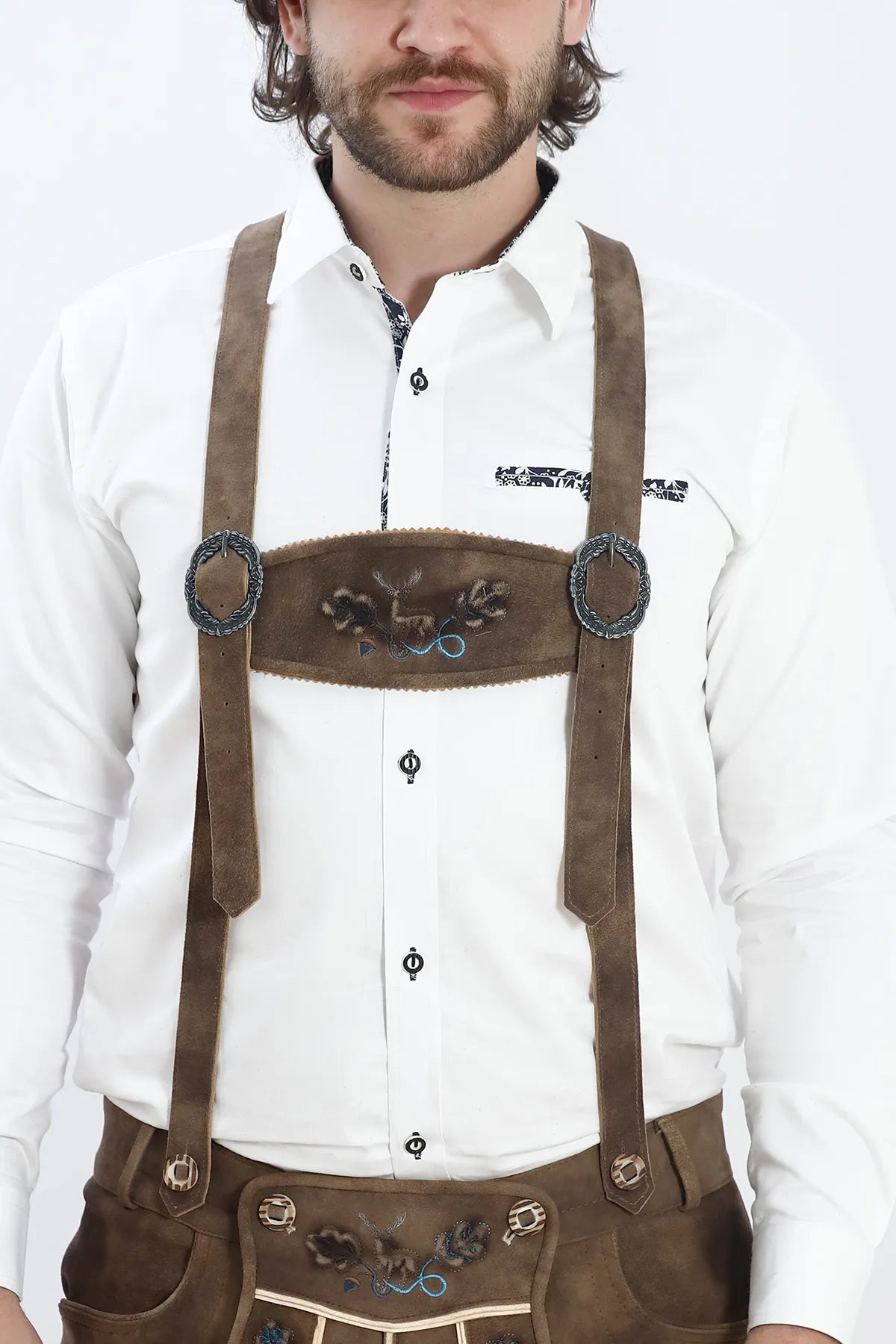 Smoke Brown Lederhosen Mens Attire Set