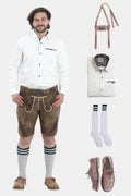 Smoke Brown Lederhosen Mens Attire Set