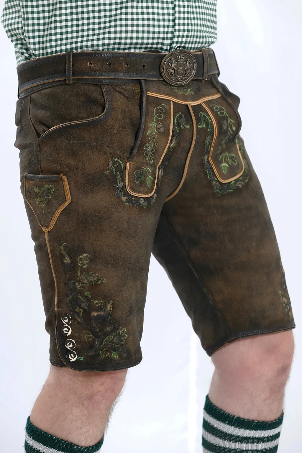 German Lederhosen Men Shorts Ash Brown Set