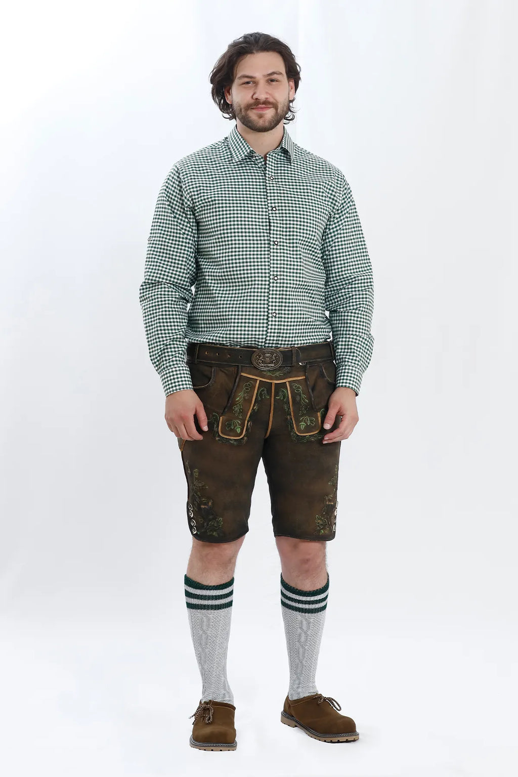 German Lederhosen Men Shorts Ash Brown Set