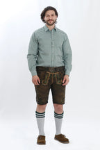 German Lederhosen Men Shorts Ash Brown Set