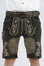 Premium German Lederhosen Men Black Rust