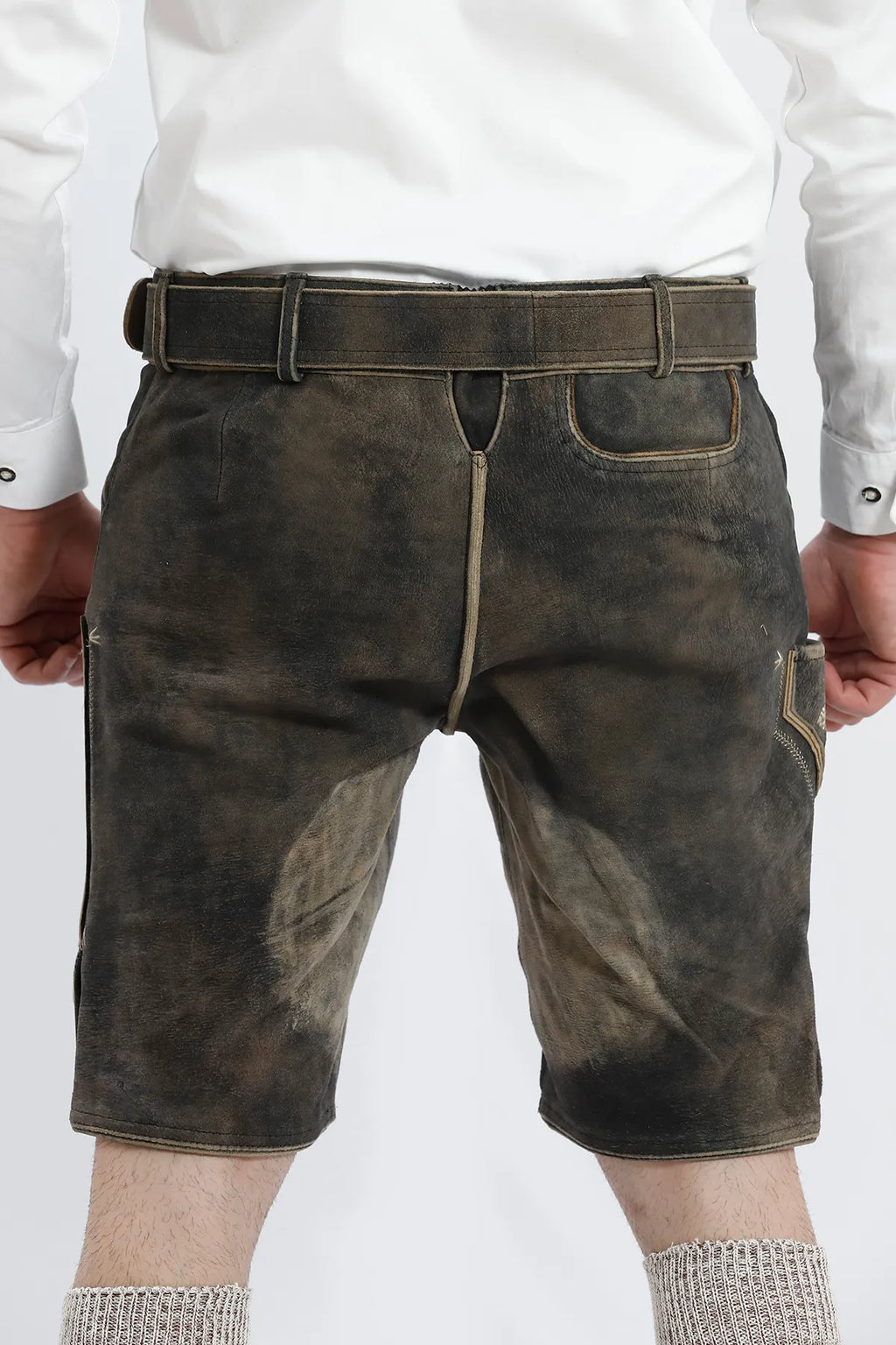 Premium German Lederhosen Men Black Rust