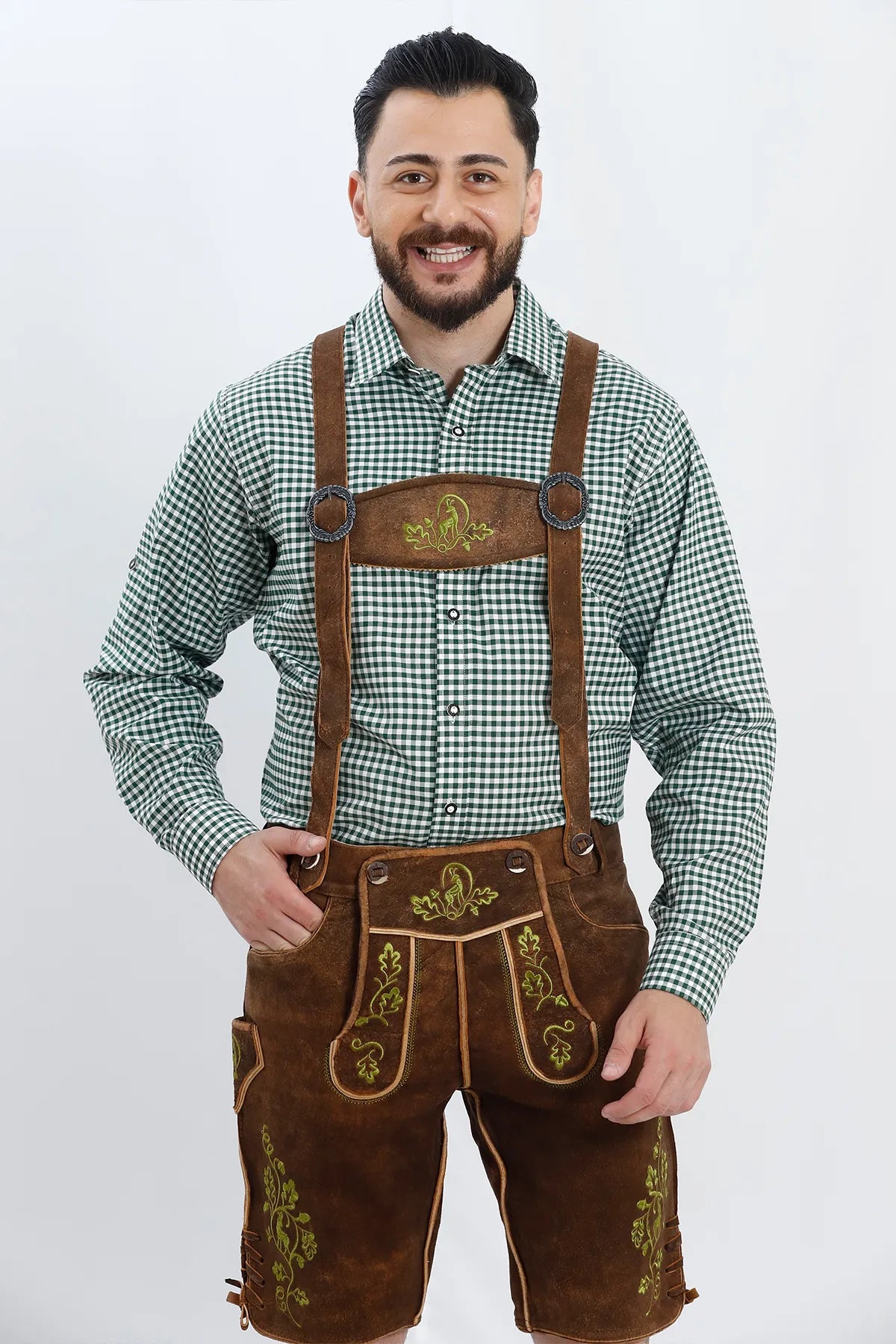 Vibrant Brown Men's Lederhosen Outfit