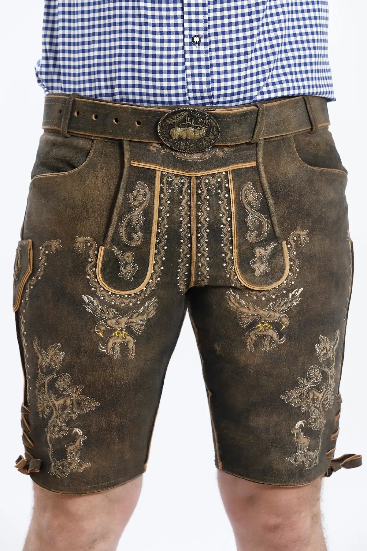Premium Lederhosen Men Outfit Raw Brown
