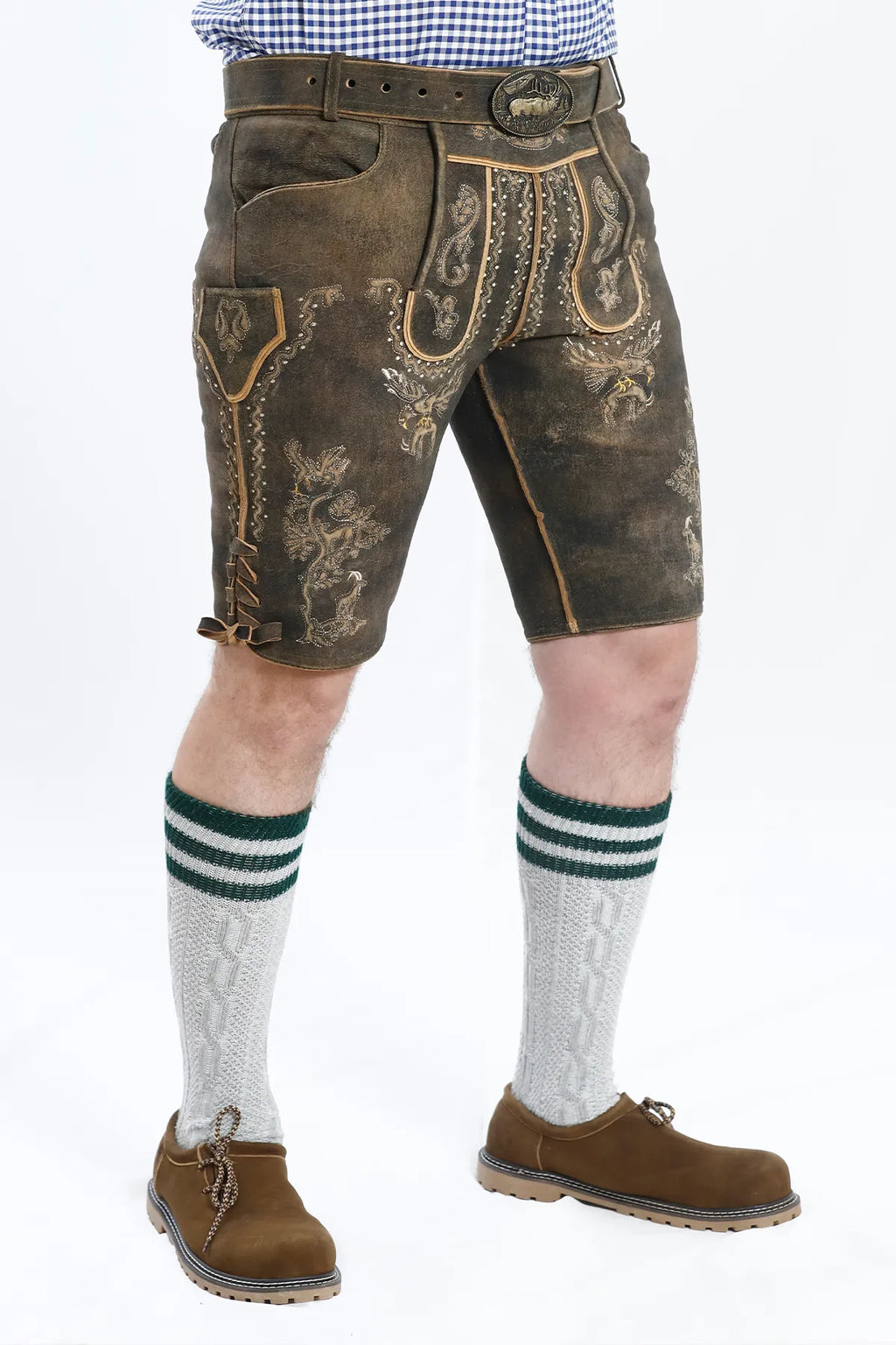 Premium Lederhosen Men Outfit Raw Brown