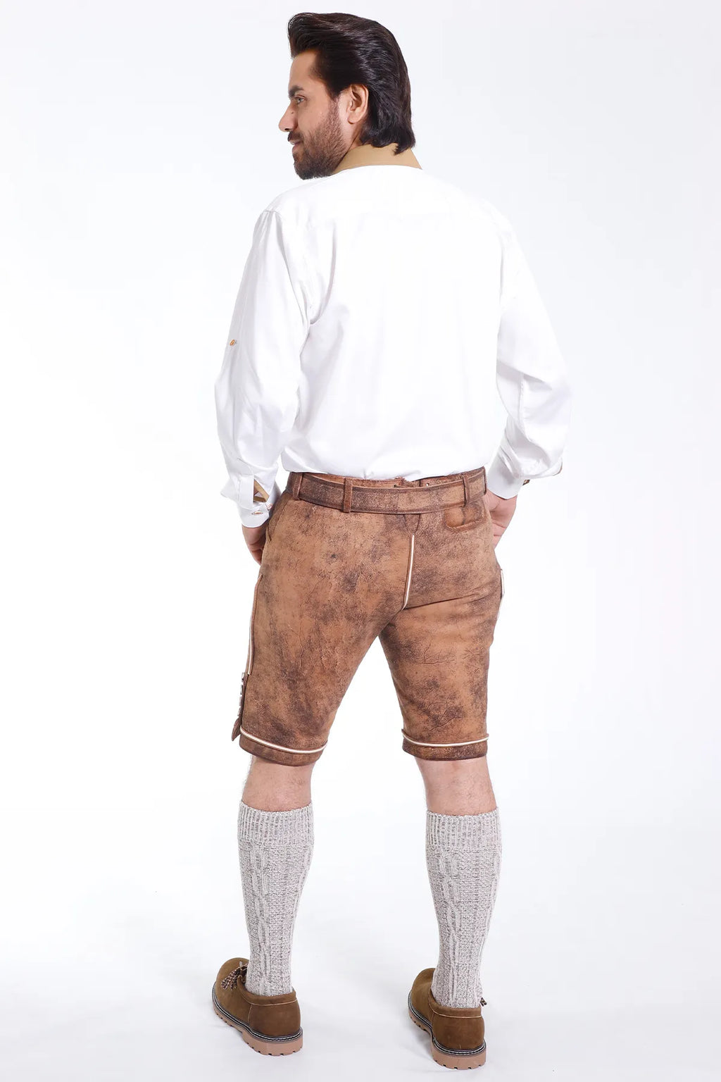 Premium German Lederhosen Men Buff Brown