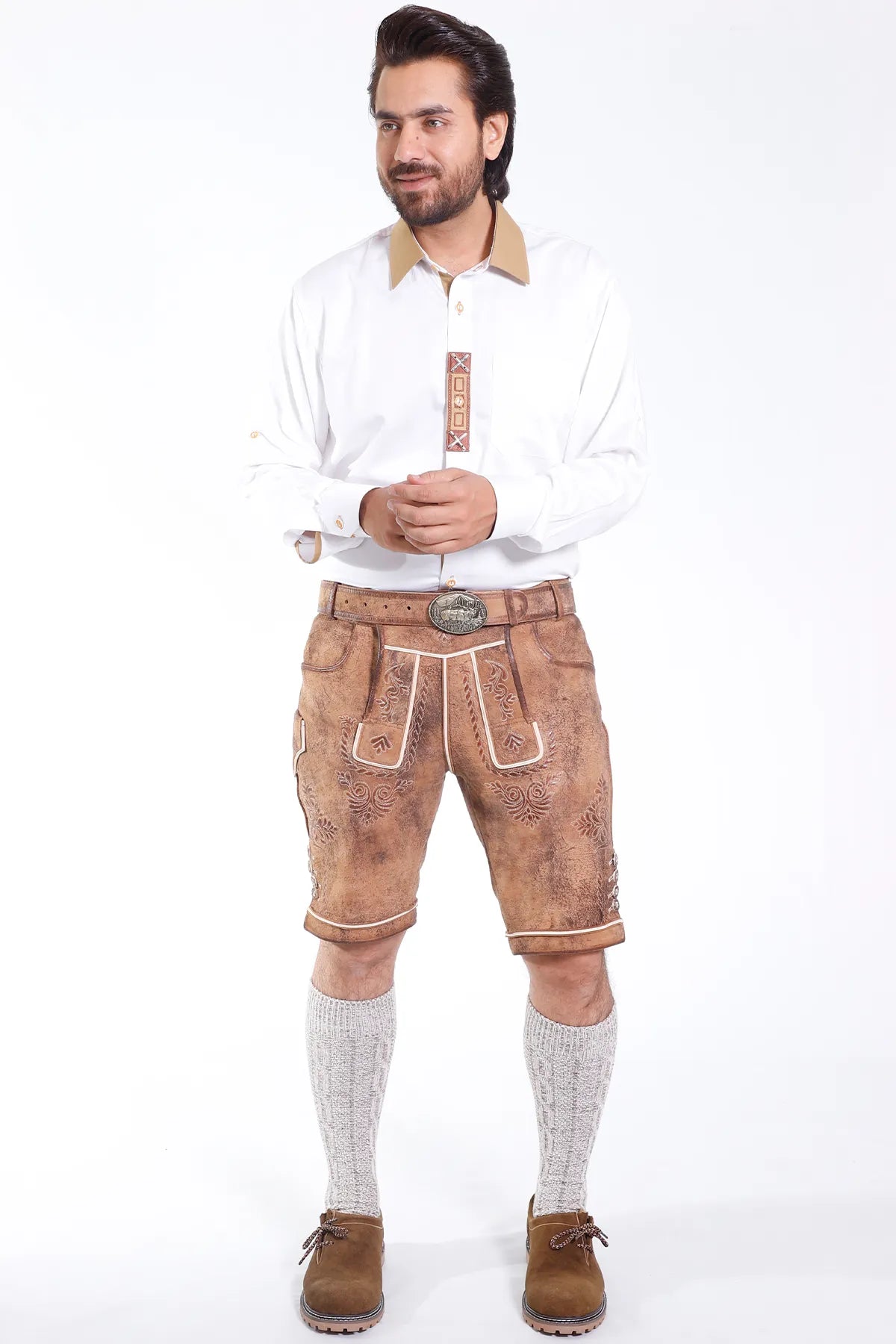 Authentic Lederhosen Men with Matching Belt for Oktoberfest