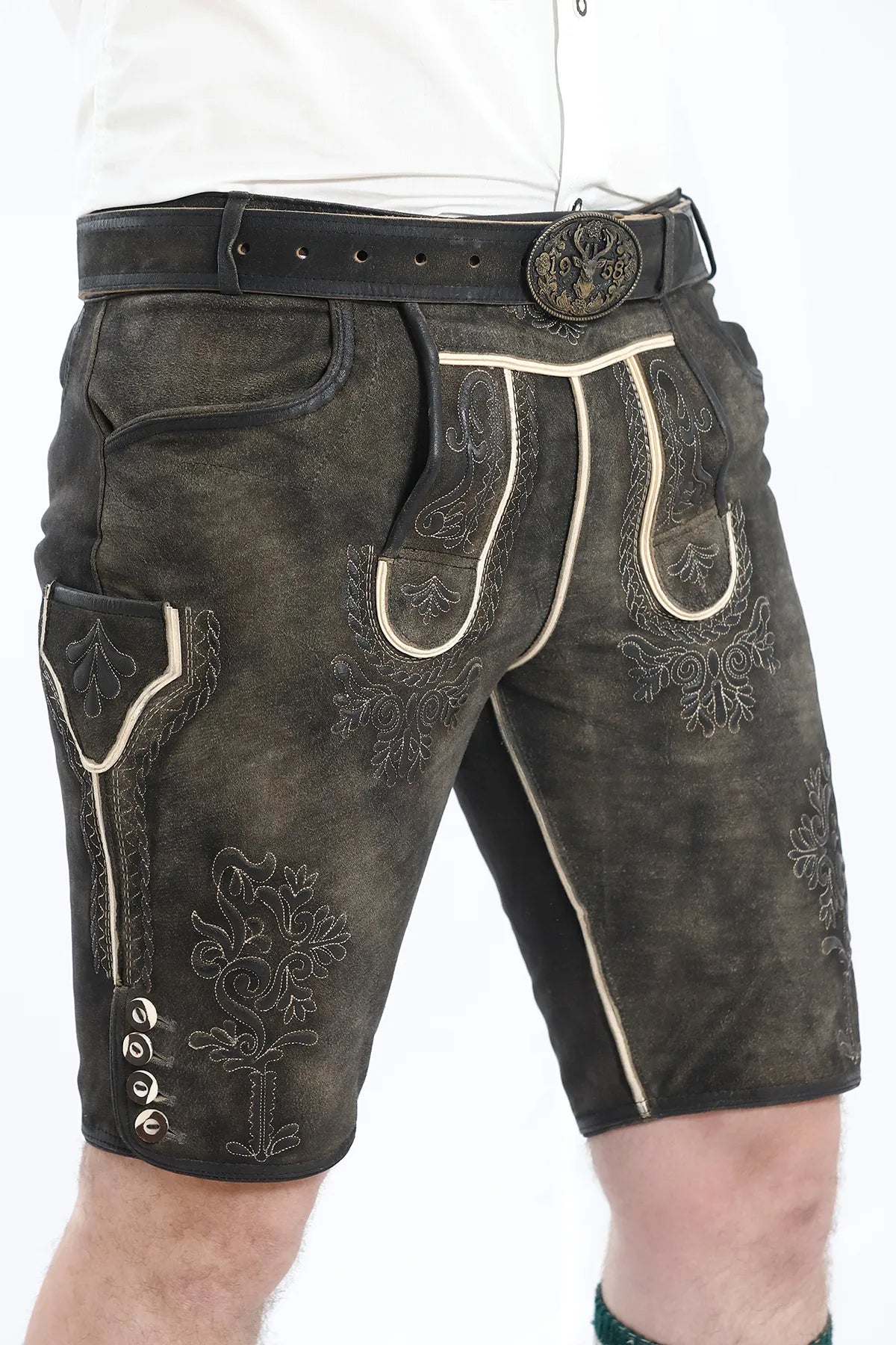 Traditional Lederhosen Men Outfit Onyx Black Set