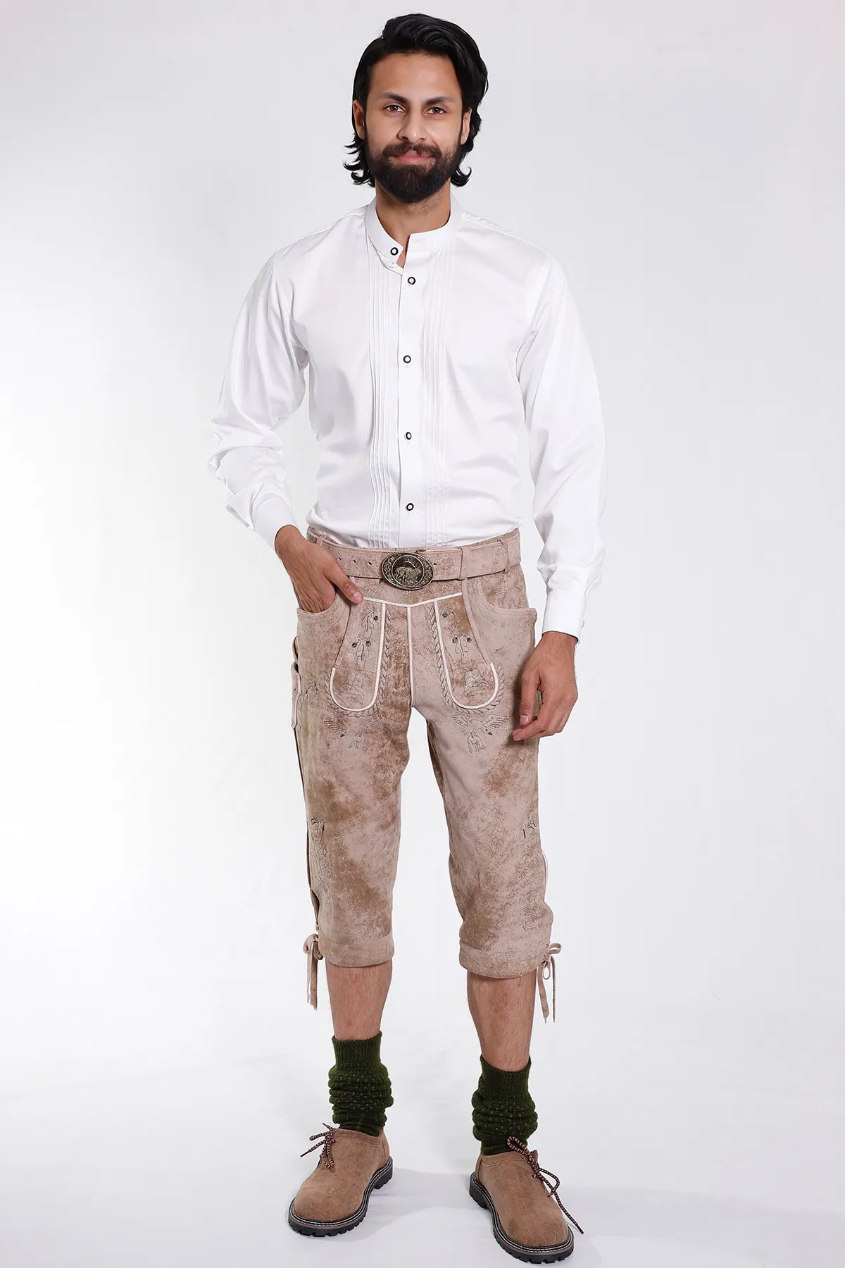 Authentic Knee Length Lederhosen Men for Oktoberfest