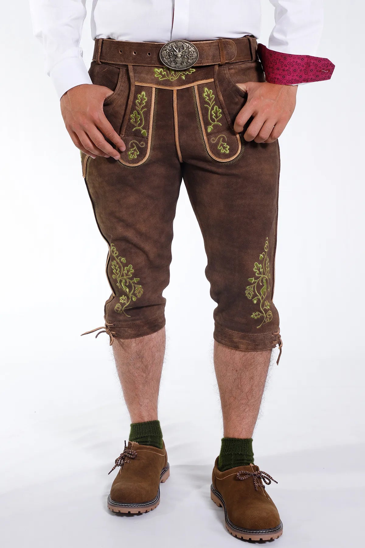 Knee Length Brown Lederhosen for Men
