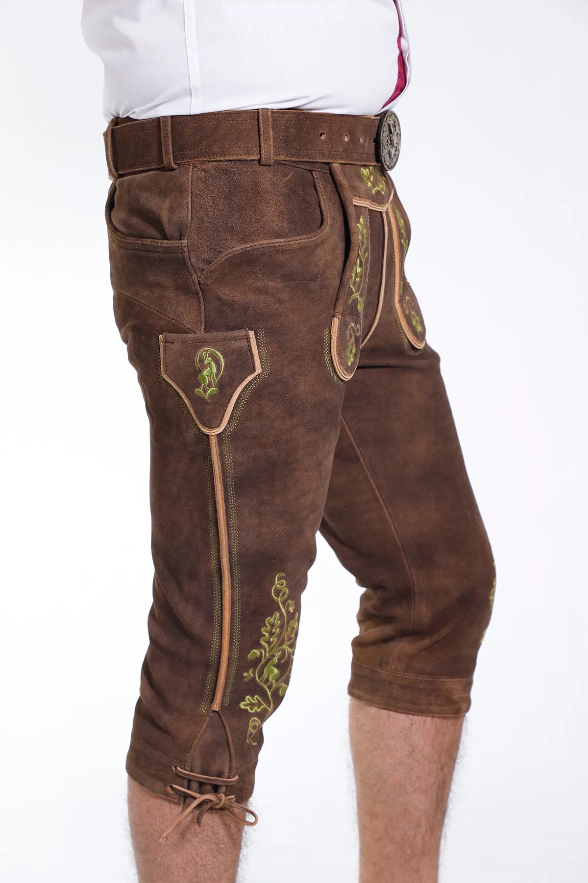 Knee Length Brown Lederhosen for Men