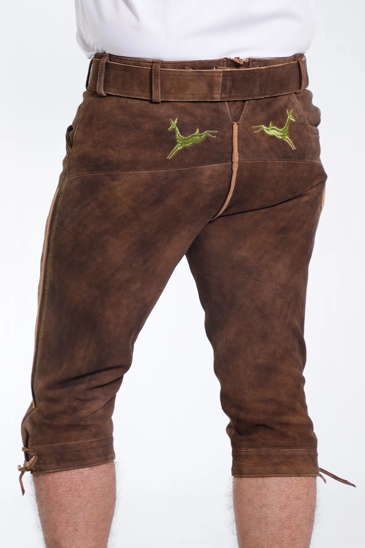 Knee Length Brown Lederhosen for Men