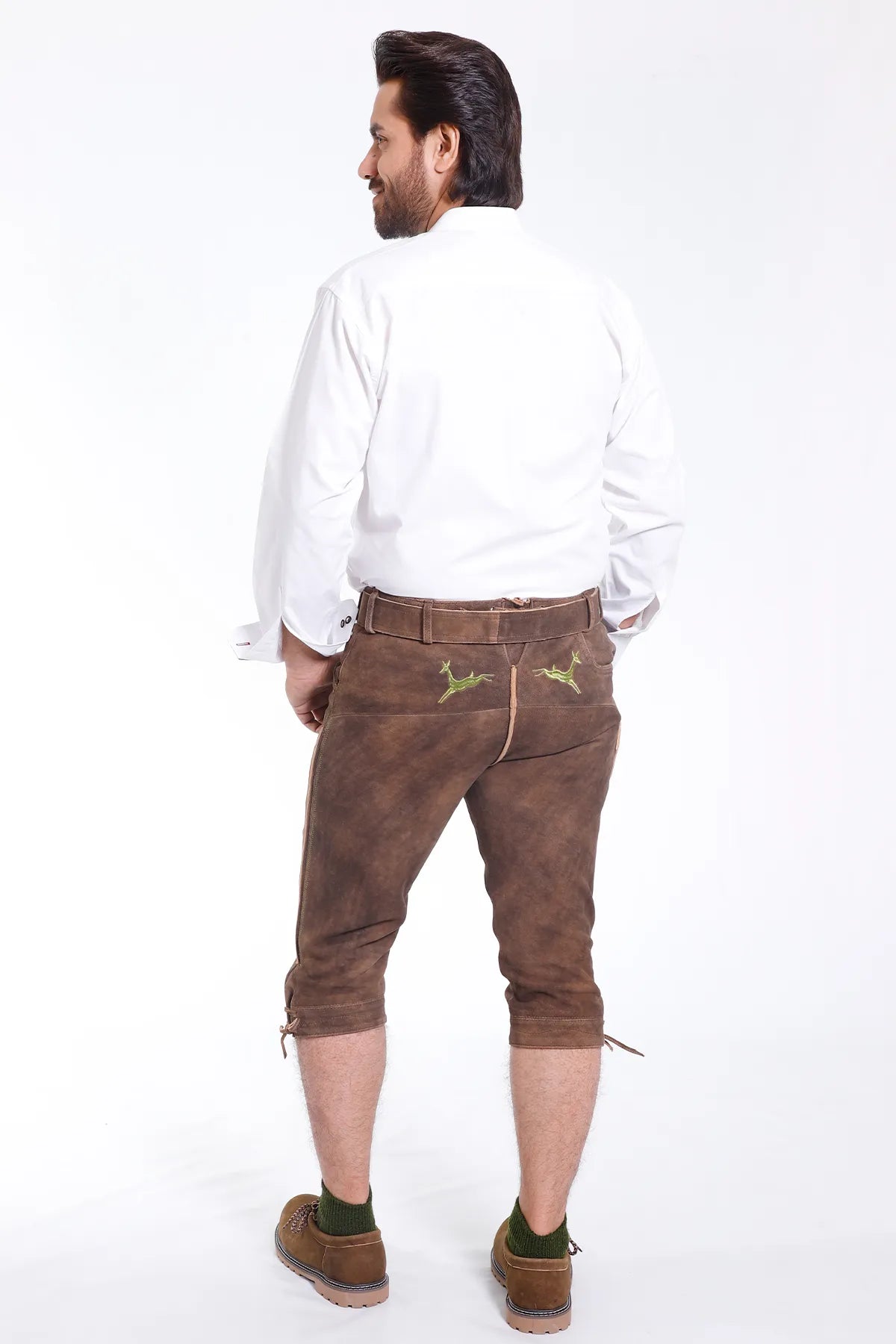 Knee Length Brown Lederhosen for Men