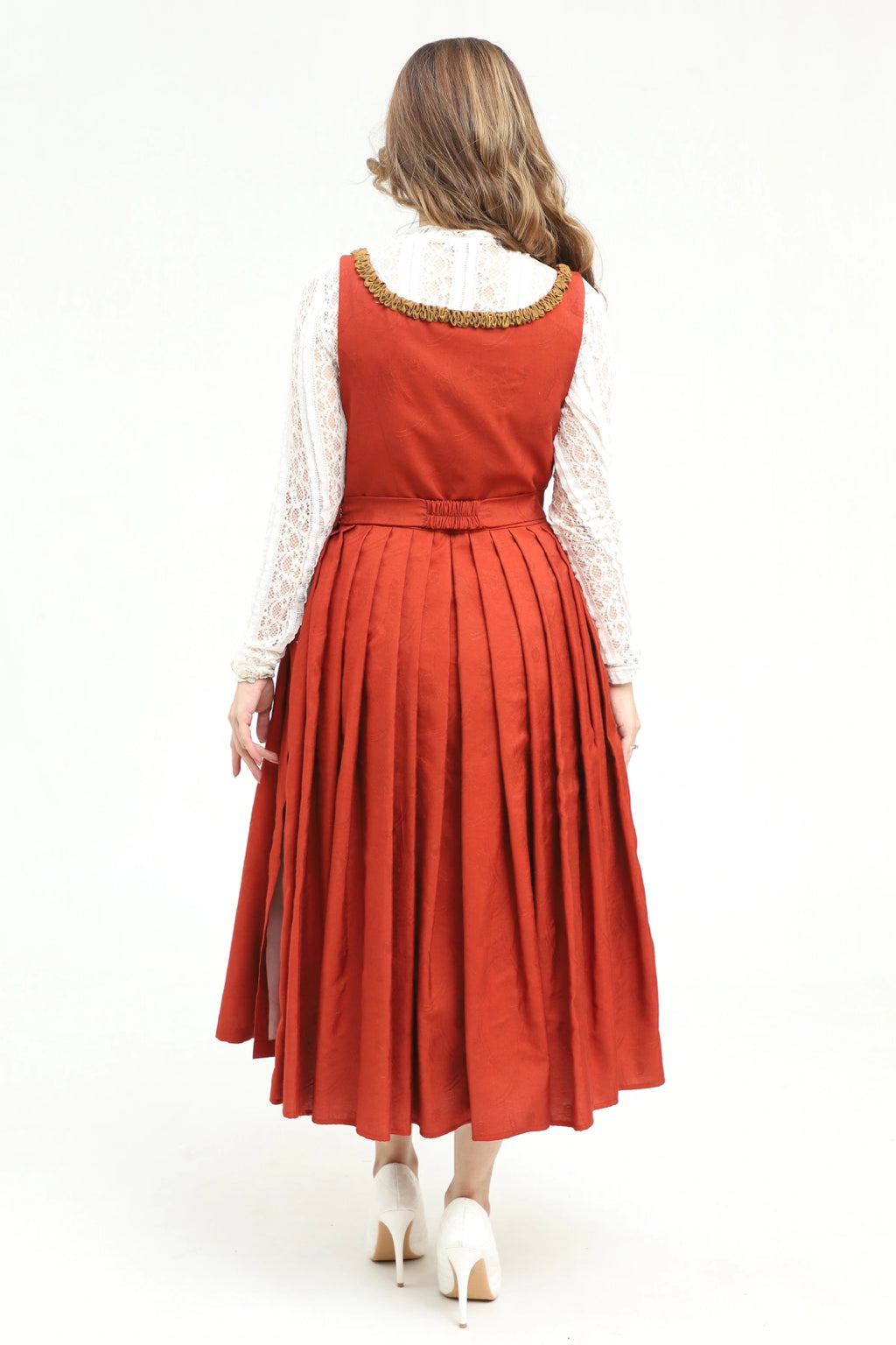 Victorian Red German Midi Dirndl