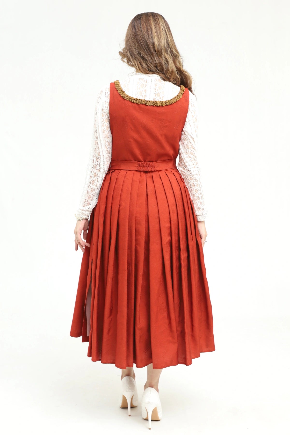 Victorian Red German Midi Dirndl