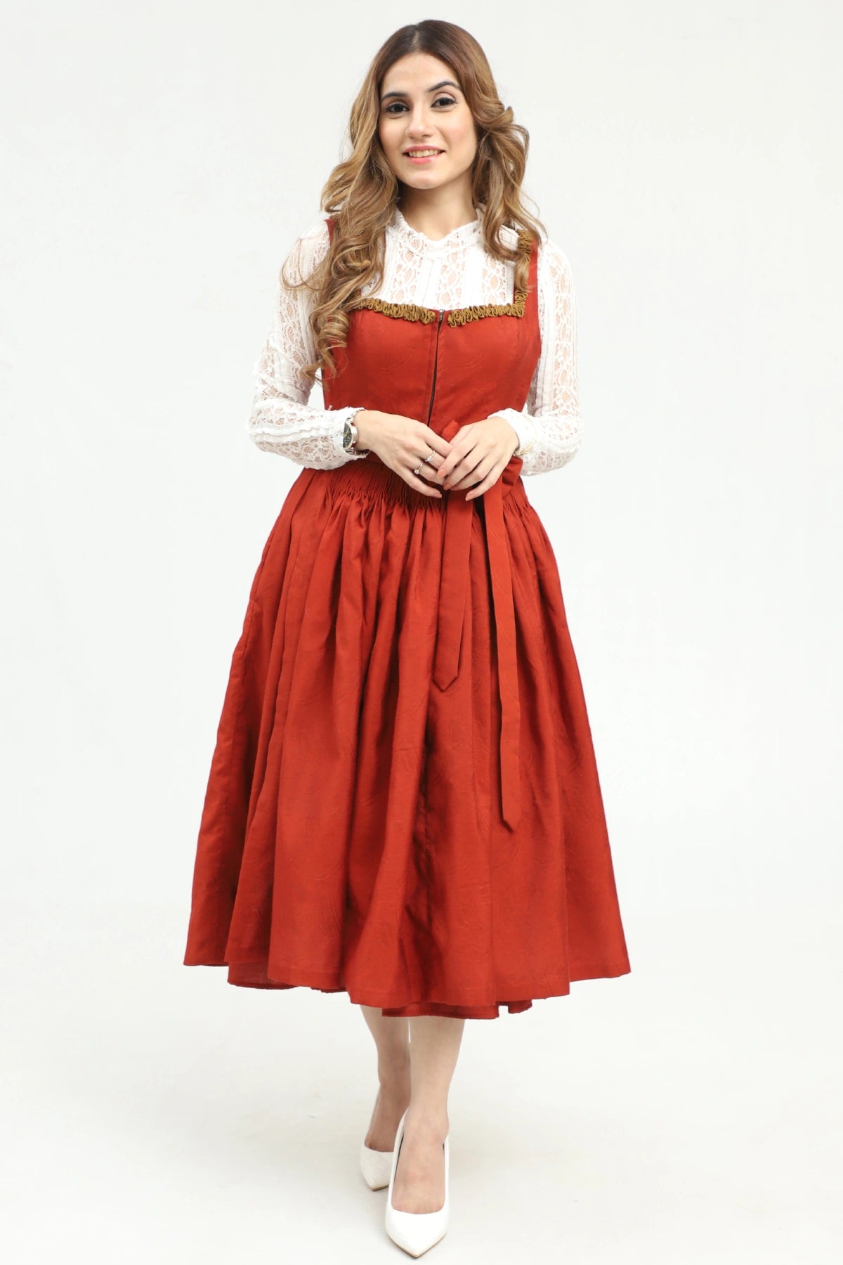 Authentic Dirndl for Oktoberfest in Red Color