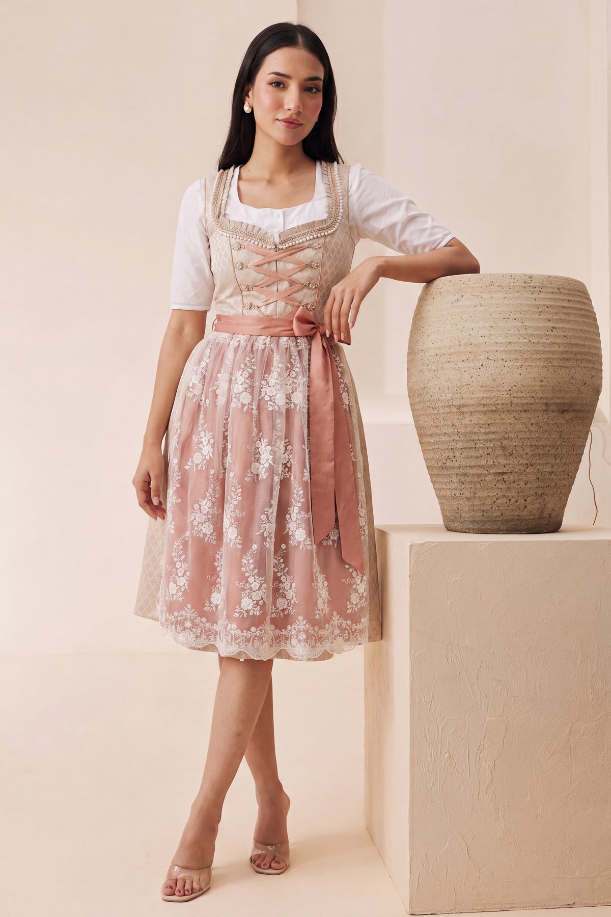 Bavarian Edition Rose Gold Midi Dirndl Dress