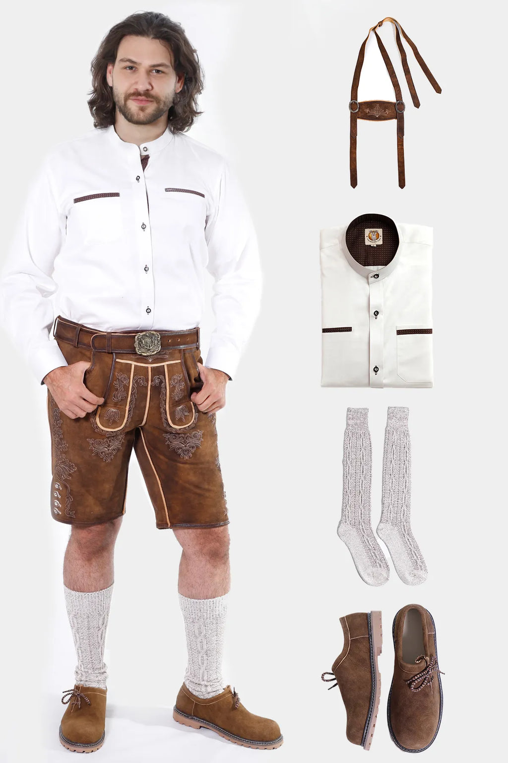 Traditional German Leather Embroidered Elegance Set