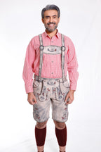 Lederhosen Men Suspenders Vintage Grey