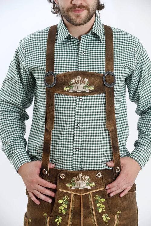 Luxury Charm Lederhosen Suspenders in Forest Brown – Lederhosen Store