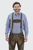 Premium Lederhosen Men Suspenders Raw Brown